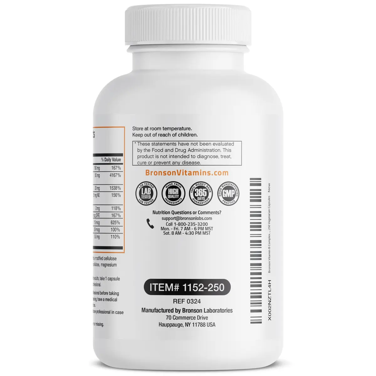 Bronson Vitamin B Complex with Vitamin C Vegetarian Capsules, 250 Count | Supports Energy & Immunity - view 7