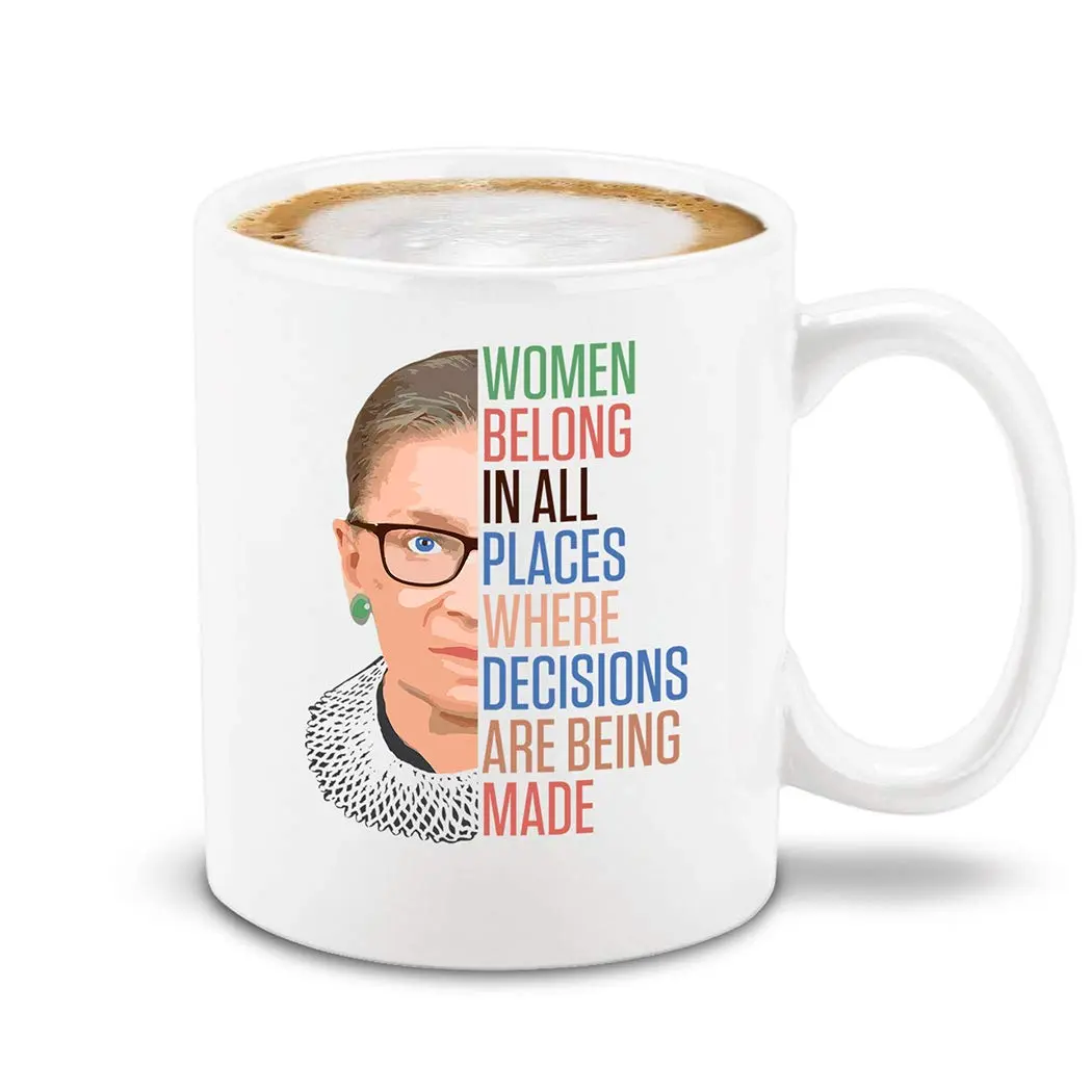 shop4ever Inspirational Ceramic Coffee Mug RBG Ruth Bader Ginsburg White 11oz | Celebrate Equality and Leadership - main product image