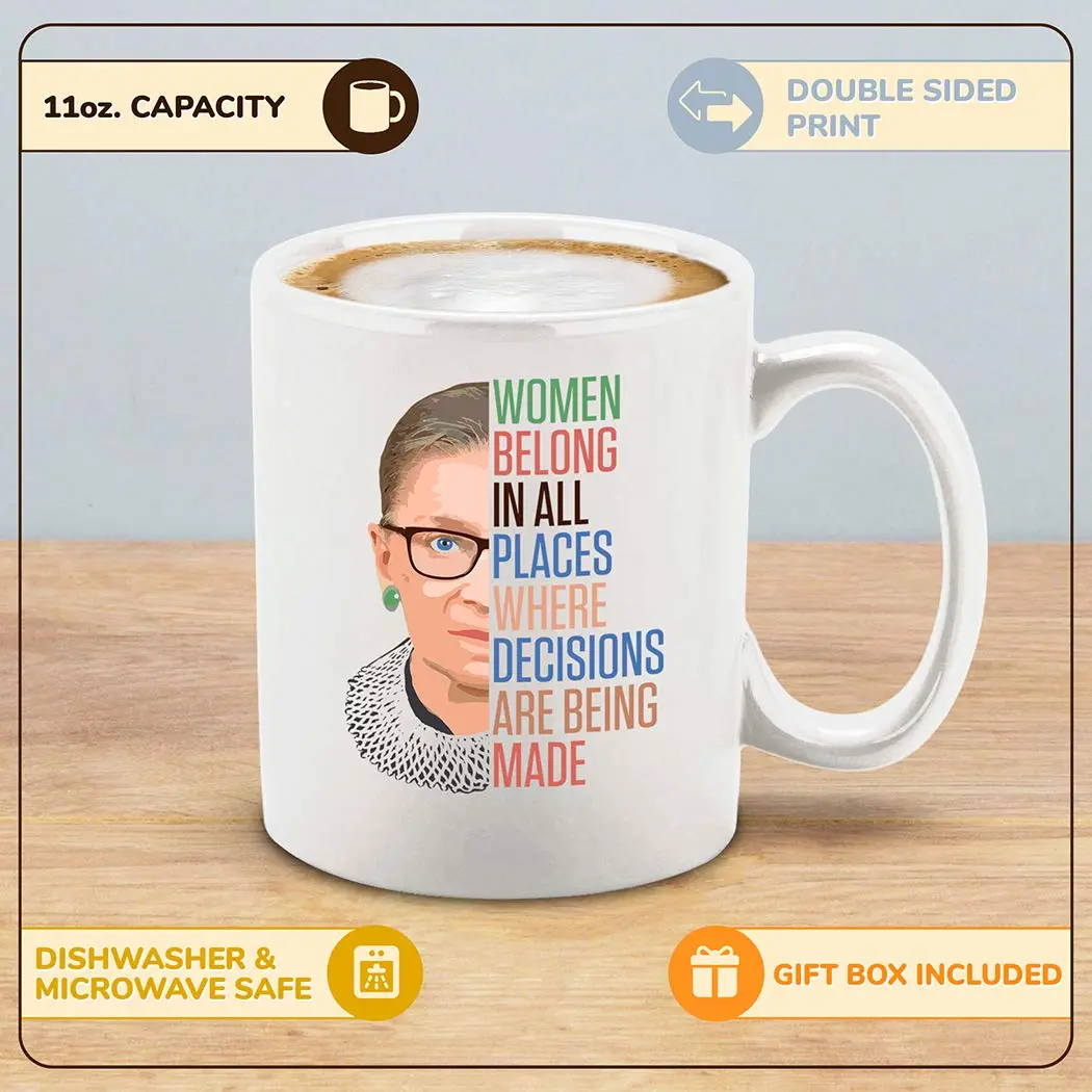 shop4ever Inspirational Ceramic Coffee Mug RBG Ruth Bader Ginsburg White 11oz | Celebrate Equality and Leadership - view 2
