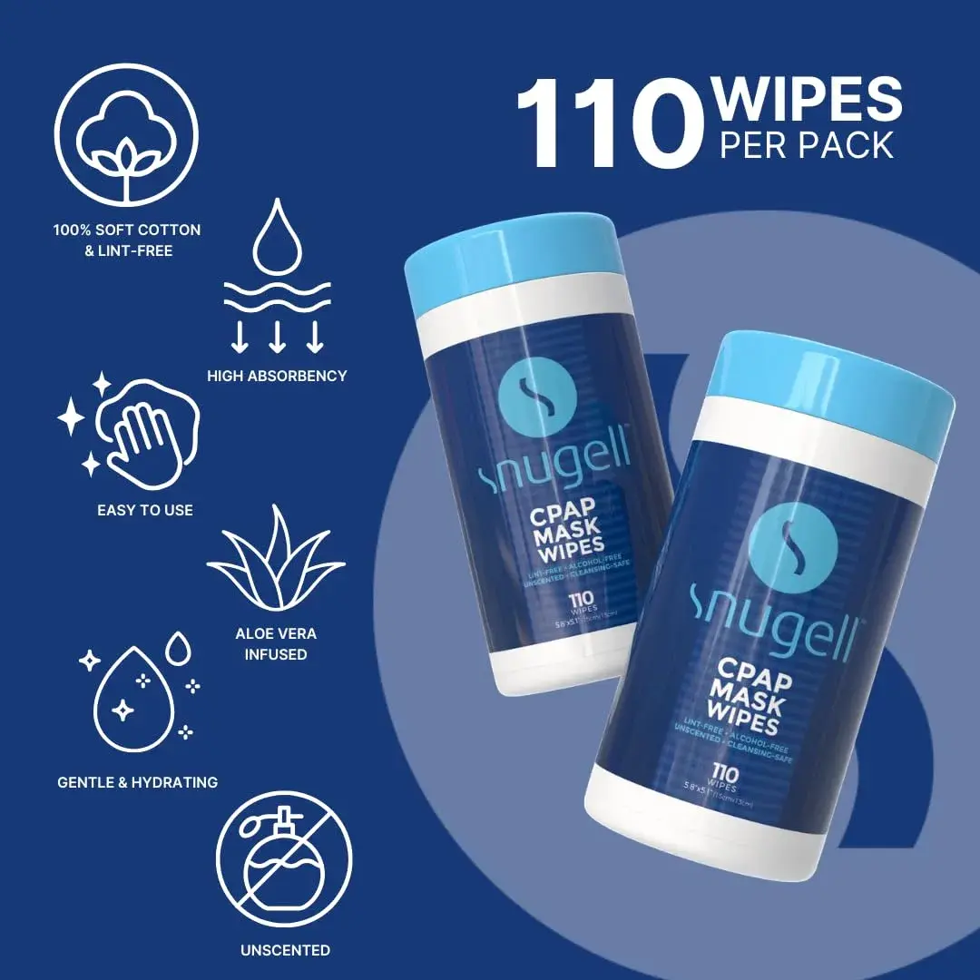 Snugell Unscented CPAP Mask Wipes 110 Count | Gentle, Alcohol-Free Cleaning for CPAP Masks, Tubes & Devices - view 2