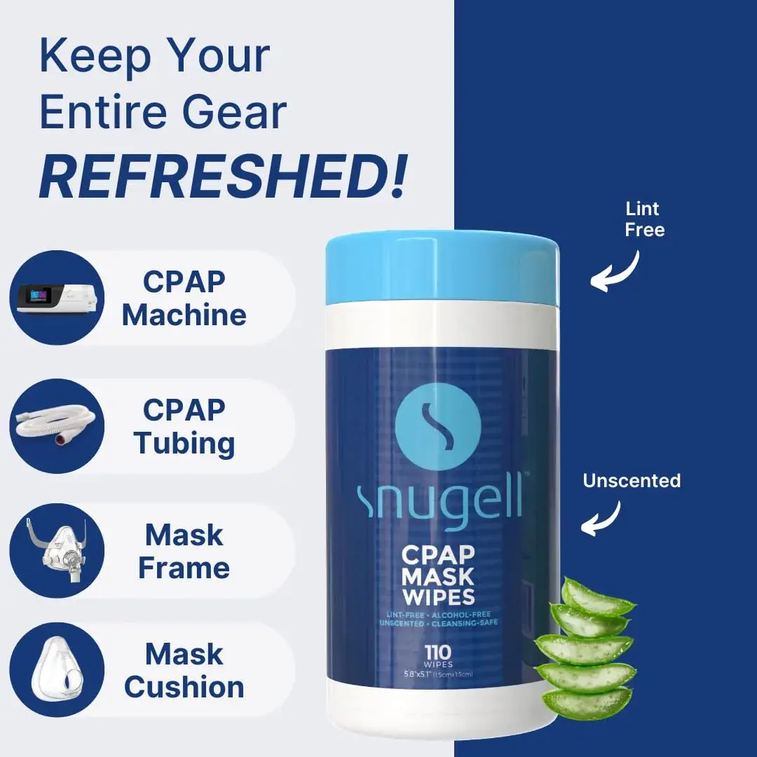 Snugell Unscented CPAP Mask Wipes 110 Count | Gentle, Alcohol-Free Cleaning for CPAP Masks, Tubes & Devices - view 4