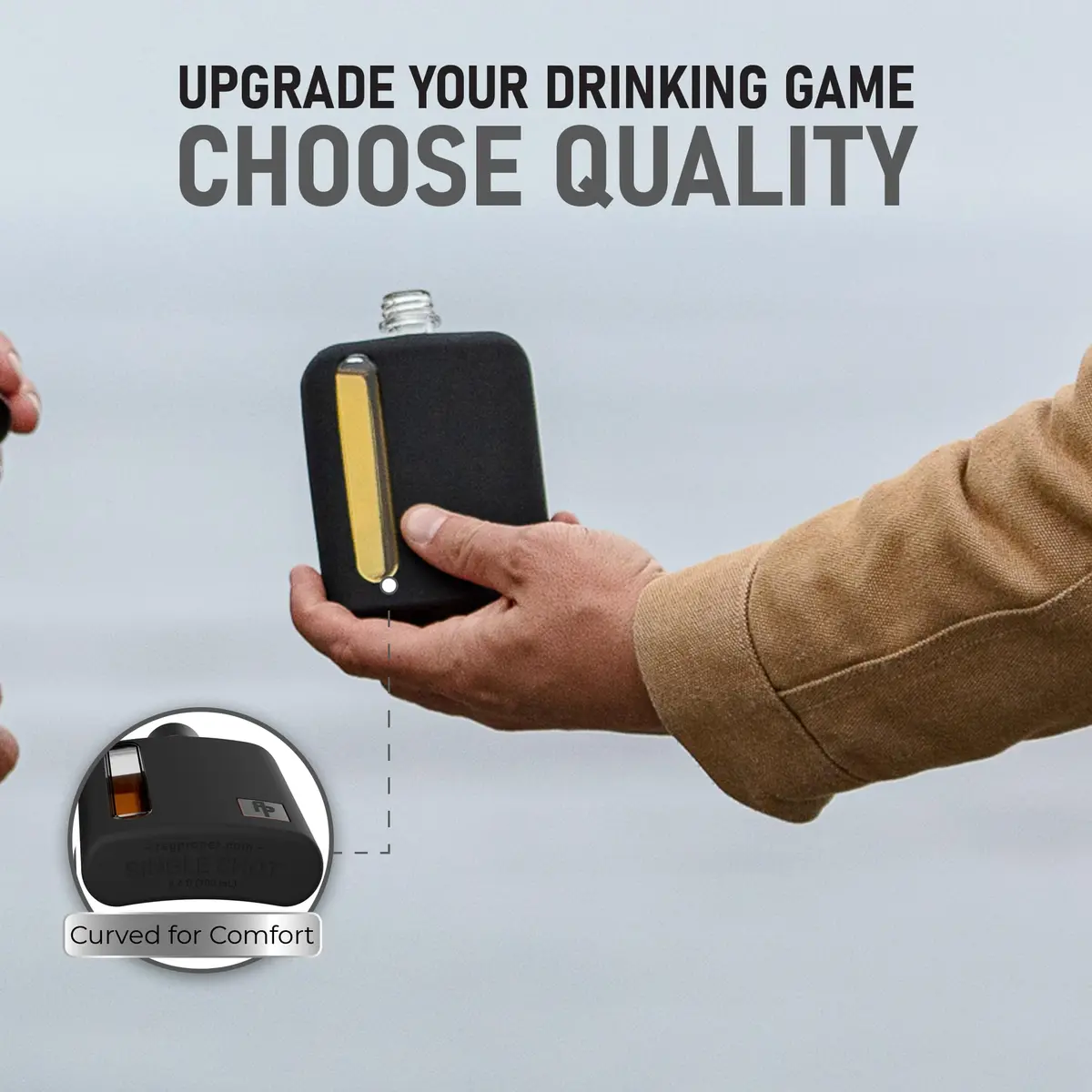 Ragproper Glass Hip Flask 100ml (3.4oz) Black | Patented Leakproof Design for Whiskey & Spirits - view 2