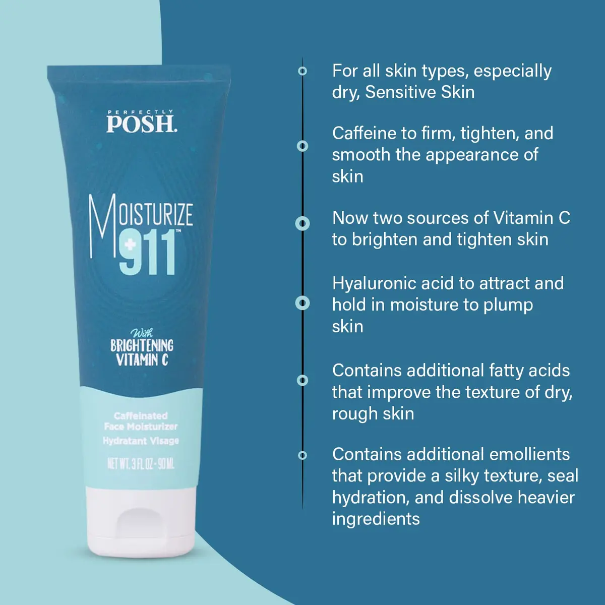 Perfectly Posh Moisturize 911 Caffeinated Face Moisturizer 90 ml | Energizes Tired Skin, Long-Lasting Hydration - view 5