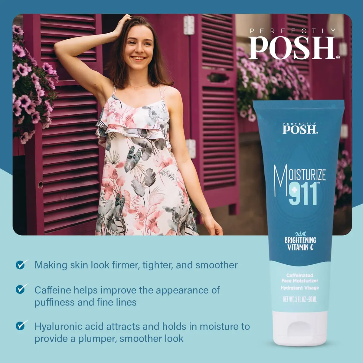 Perfectly Posh Moisturize 911 Caffeinated Face Moisturizer 90 ml | Energizes Tired Skin, Long-Lasting Hydration - view 4