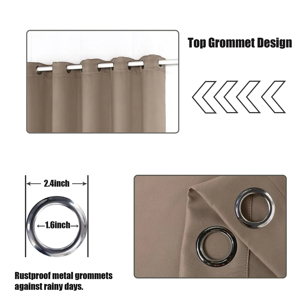 BONZER Waterproof Outdoor Blackout Curtains for Patio 100"W x 120"L | Thermal Insulated, Waterproof, Privacy (70-120 chars) - view 4