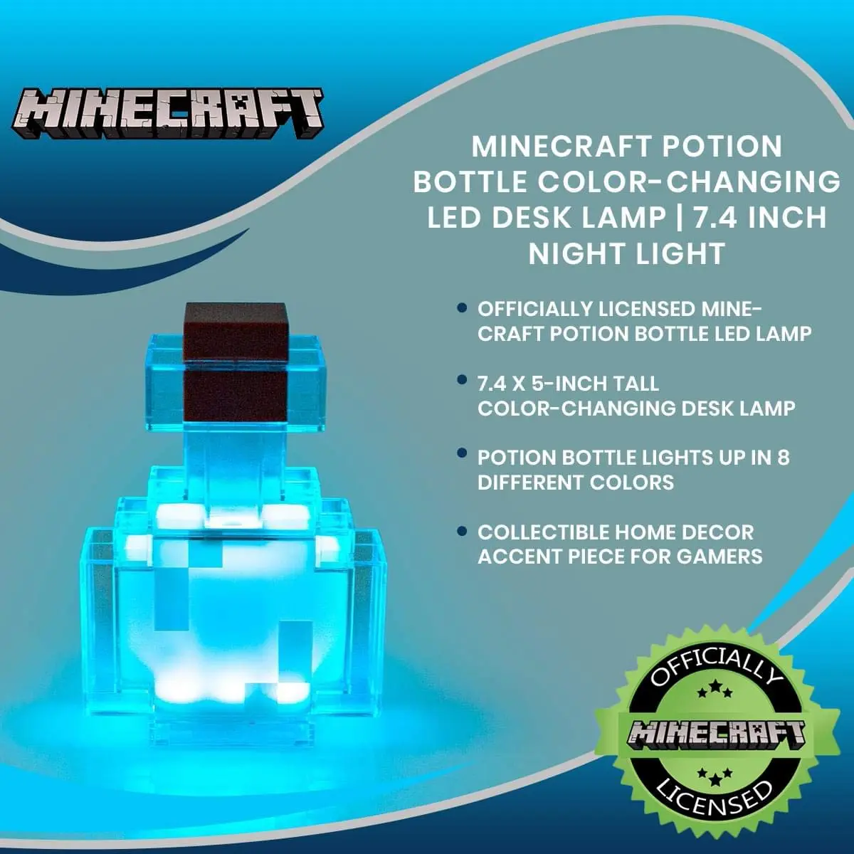 Minecraft Potion Bottle Color-Changing LED Desk Lamp | 7 Inch Night Light - view 6
