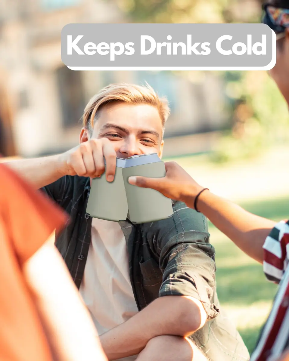PartyPrints Grey Sandstone Blank Can Cooler Sleeves 100-Pack | Customizable Foam Insulated Drink Holder for 12oz/16oz Cans - view 5