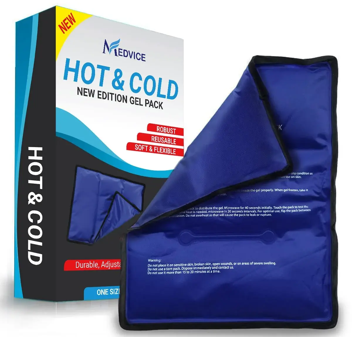 MEDVICE Large Hot & Cold Ice Pack 11.5 x 14.25 Inch (30cm x 36cm) | Flexible Gel Pack for Injuries & Pain Relief - main product image