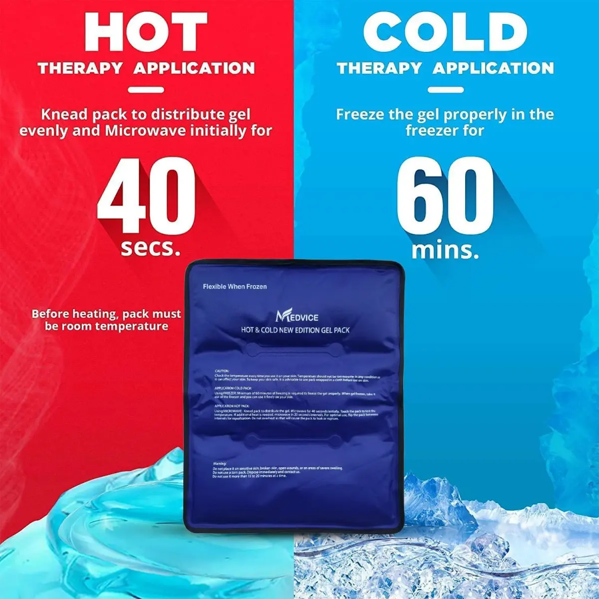 MEDVICE Large Hot & Cold Ice Pack 11.5 x 14.25 Inch (30cm x 36cm) | Flexible Gel Pack for Injuries & Pain Relief - view 3
