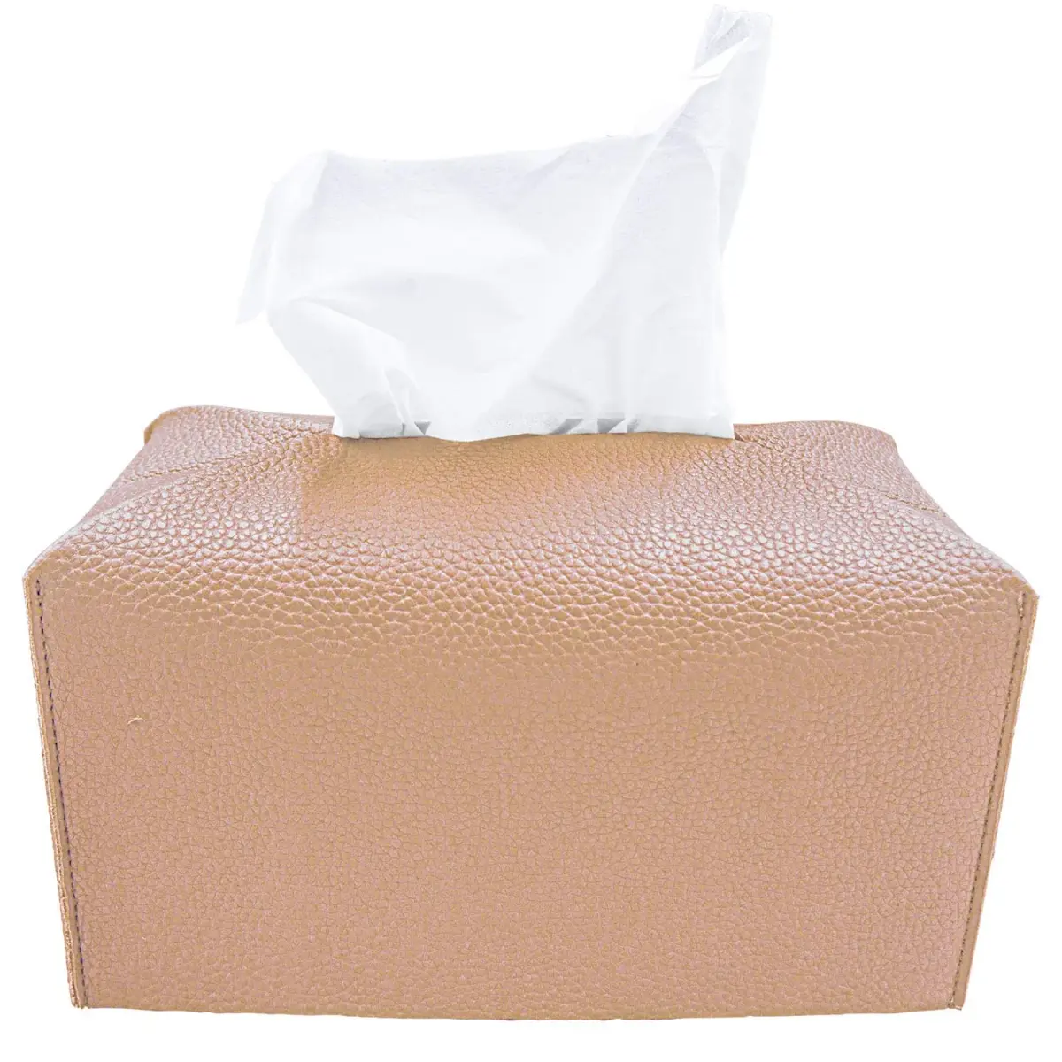 Carrotez PU Leather Rectangular Tissue Box Cover Holder - Peach Pink | Fits Standard Boxes - main product image