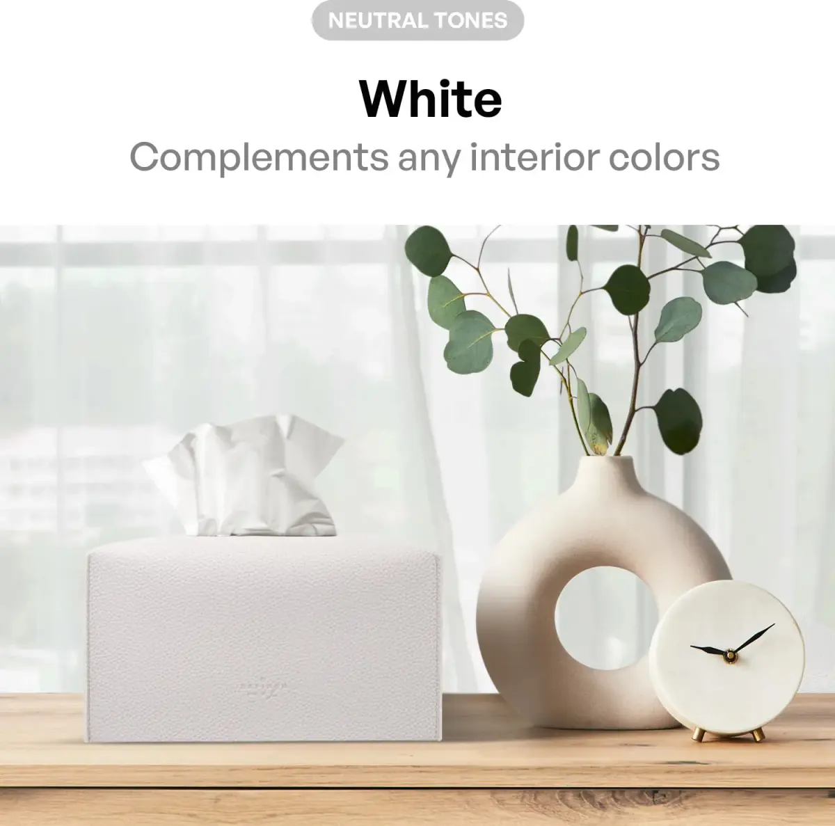 Carrotez White Rectangular PU Leather Tissue Box Cover - Stylish Organizer for Home & Office - view 3