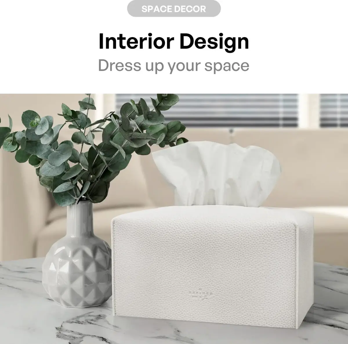 Carrotez White Rectangular PU Leather Tissue Box Cover - Stylish Organizer for Home & Office - view 4
