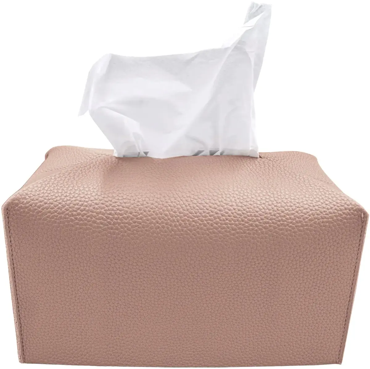 Carrotez PU Leather Rectangular Tissue Box Cover, Rose Pink | Decorative Organizer for Bathroom Vanity Countertop, Night Stands, Office Desk - main product image