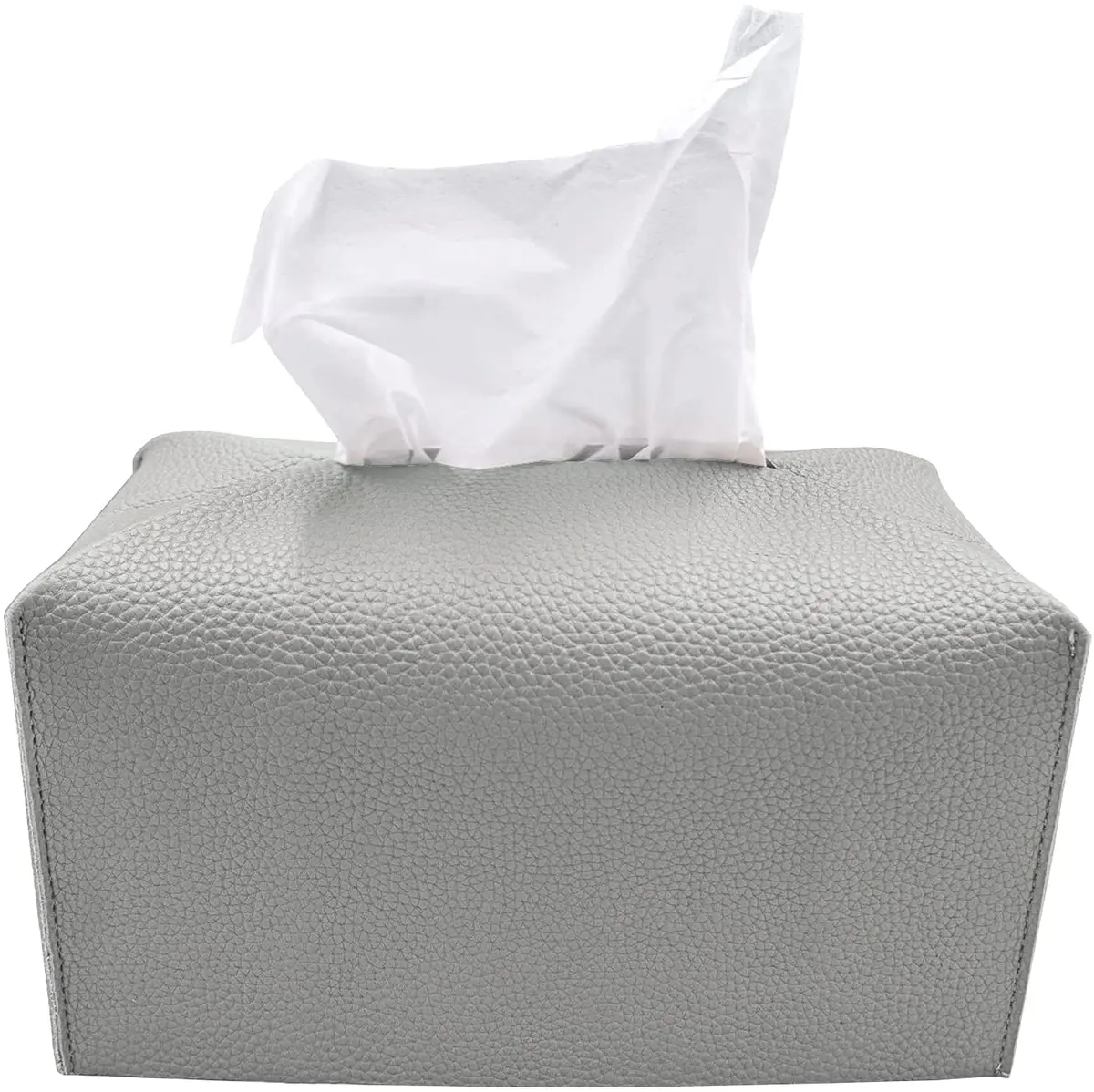 Carrotez Tissue Box Cover, Rectangular PU Leather Pastel Grey | Stylish Decor for Home & Office - main product image