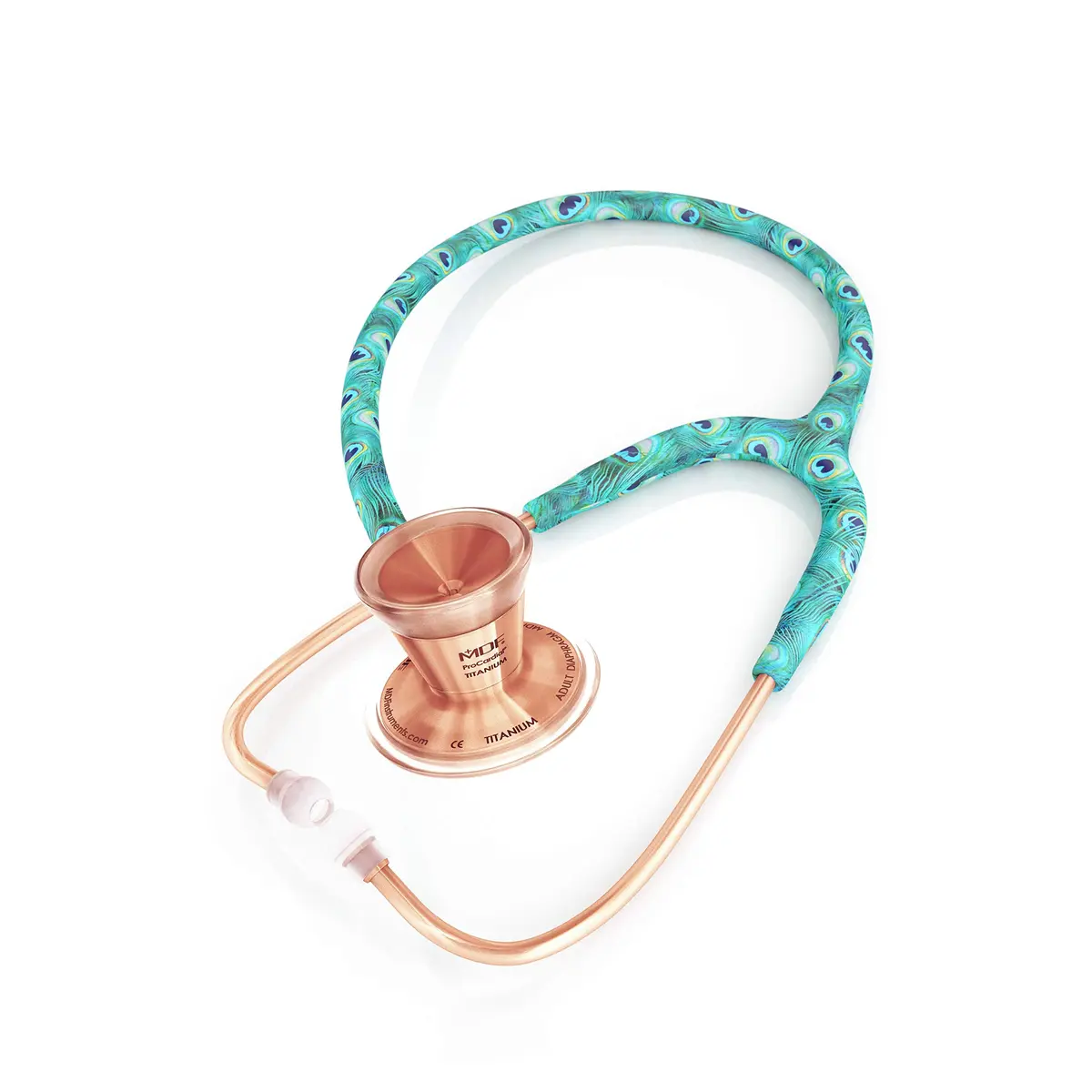 MDF Instruments Peacock Rose Gold ProCardial Cardiology Stethoscope | Titanium, Dual Head, Adult, Limited Edition - view 2