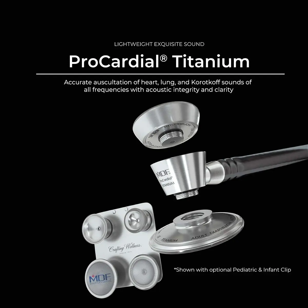 MDF Instruments Peacock Rose Gold ProCardial Cardiology Stethoscope | Titanium, Dual Head, Adult, Limited Edition - view 3