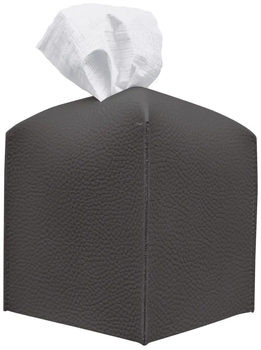 carrotez PU Leather Square Tissue Box Cover Charcoal | Decorative Holder for Bathroom Vanity Countertop, Office Desk & Car 5"X5"X5" - main product image
