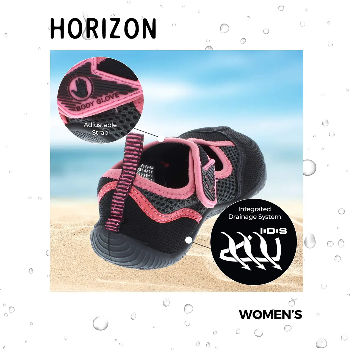 Body Glove Water Shoes for Women, Black/Salmon Rose | Quick-Dry, Breathable & Stylish Water Footwear - view 4