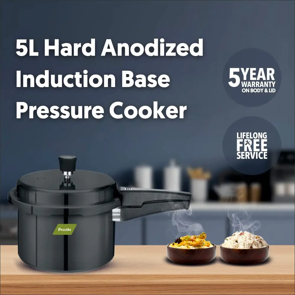 Preethi Pressure Cooker 5 Litres | Hard Anodized Induction Base, Outer Lid, Gas Compatible - view 2