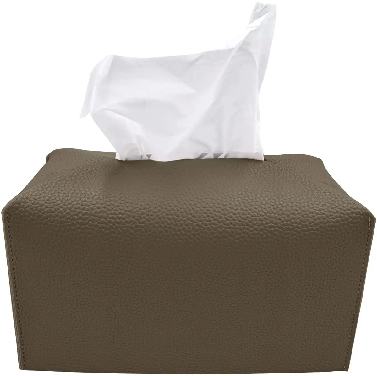 Carrotez Cocoa Brown Rectangular PU Leather Tissue Box Cover - Stylish Organizer for Home & Office - main product image