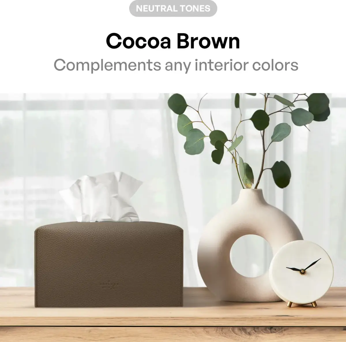 Carrotez Cocoa Brown Rectangular PU Leather Tissue Box Cover - Stylish Organizer for Home & Office - view 3