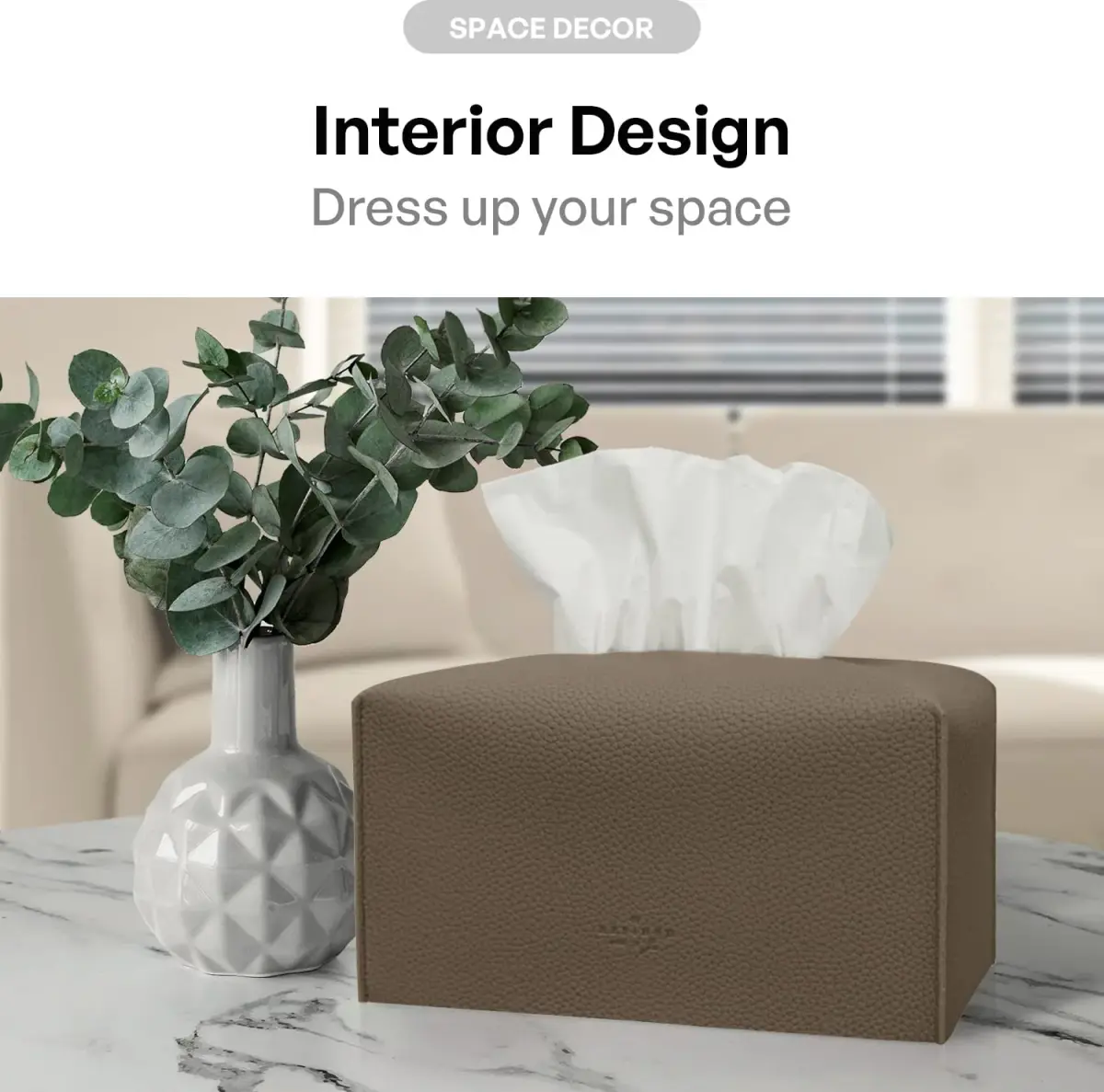 Carrotez Cocoa Brown Rectangular PU Leather Tissue Box Cover - Stylish Organizer for Home & Office - view 4