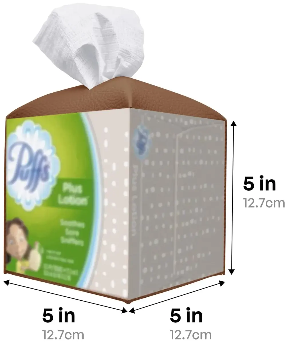 Carrotez Modern PU Leather Square Tissue Box Cover 13cm (5"X5"X5") | Stylish Organizer for Home & Office - view 5