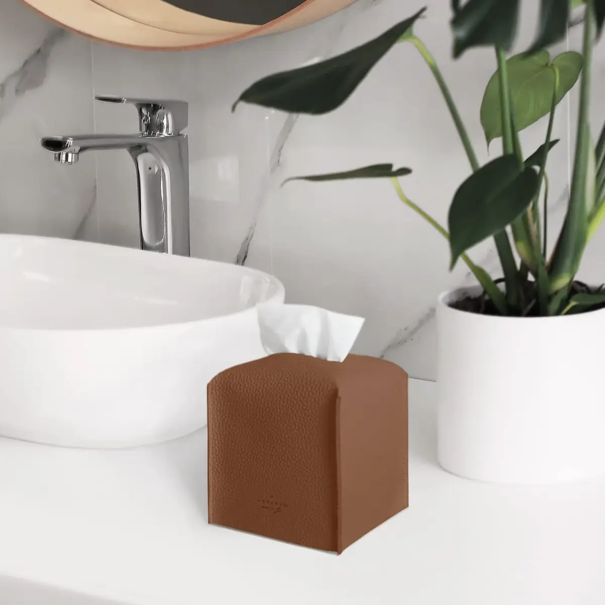 Carrotez Modern PU Leather Square Tissue Box Cover 13cm (5"X5"X5") | Stylish Organizer for Home & Office - view 8
