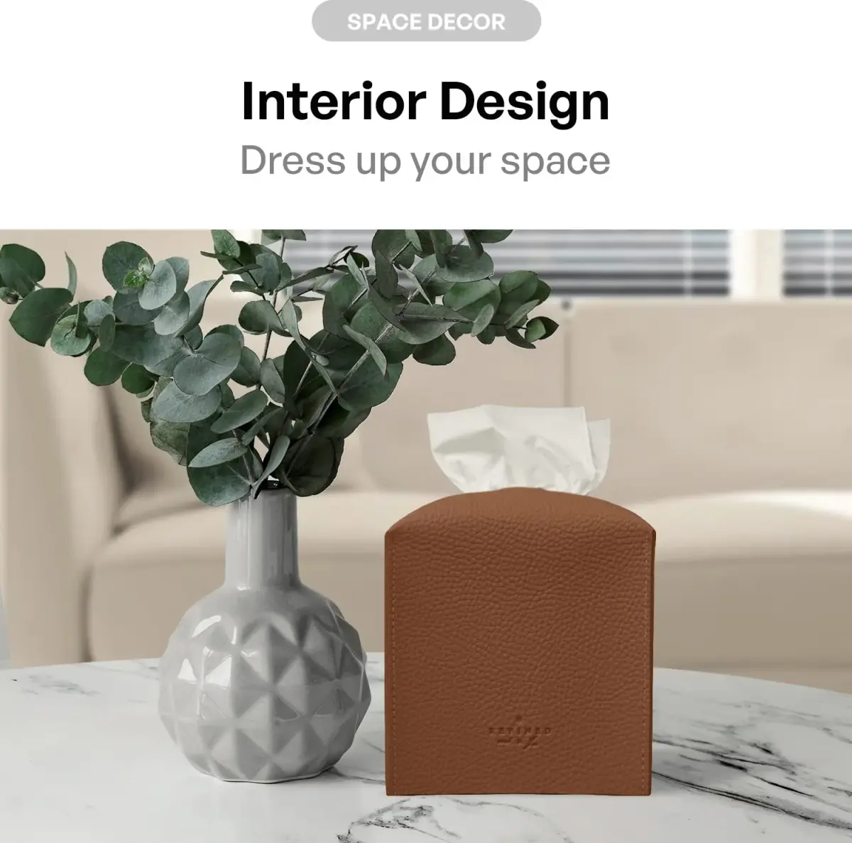 Carrotez Modern PU Leather Square Tissue Box Cover 13cm (5"X5"X5") | Stylish Organizer for Home & Office - view 4