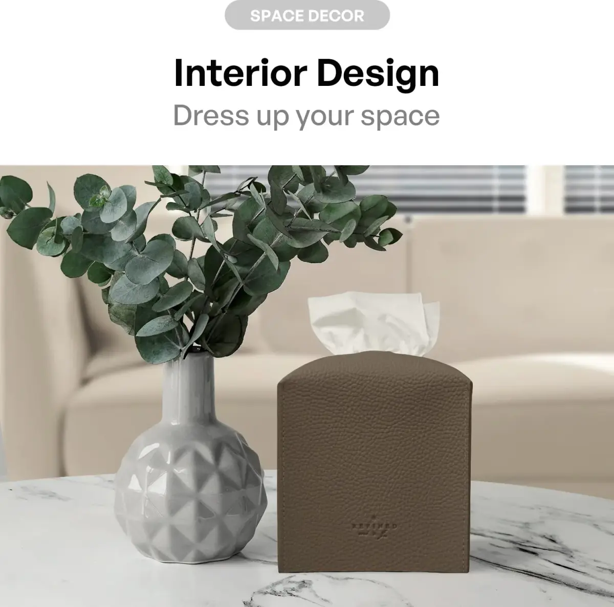 Carrotez Modern PU Leather Square Tissue Box Cover - Cocoa Brown - view 4