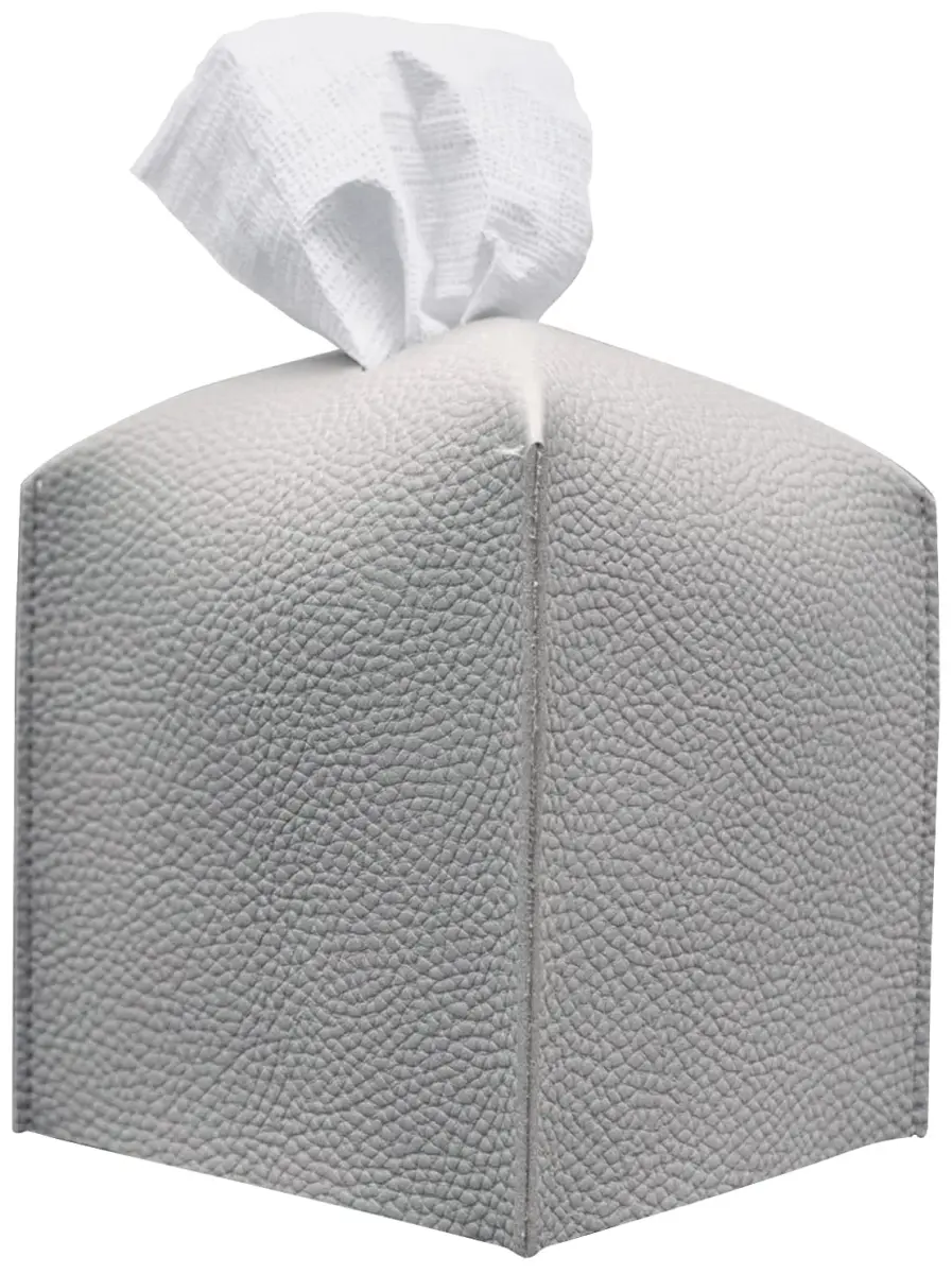 Carrotez PU Leather Square Tissue Box Cover Holder - Pastel Grey | Fits Standard Boxes - main product image