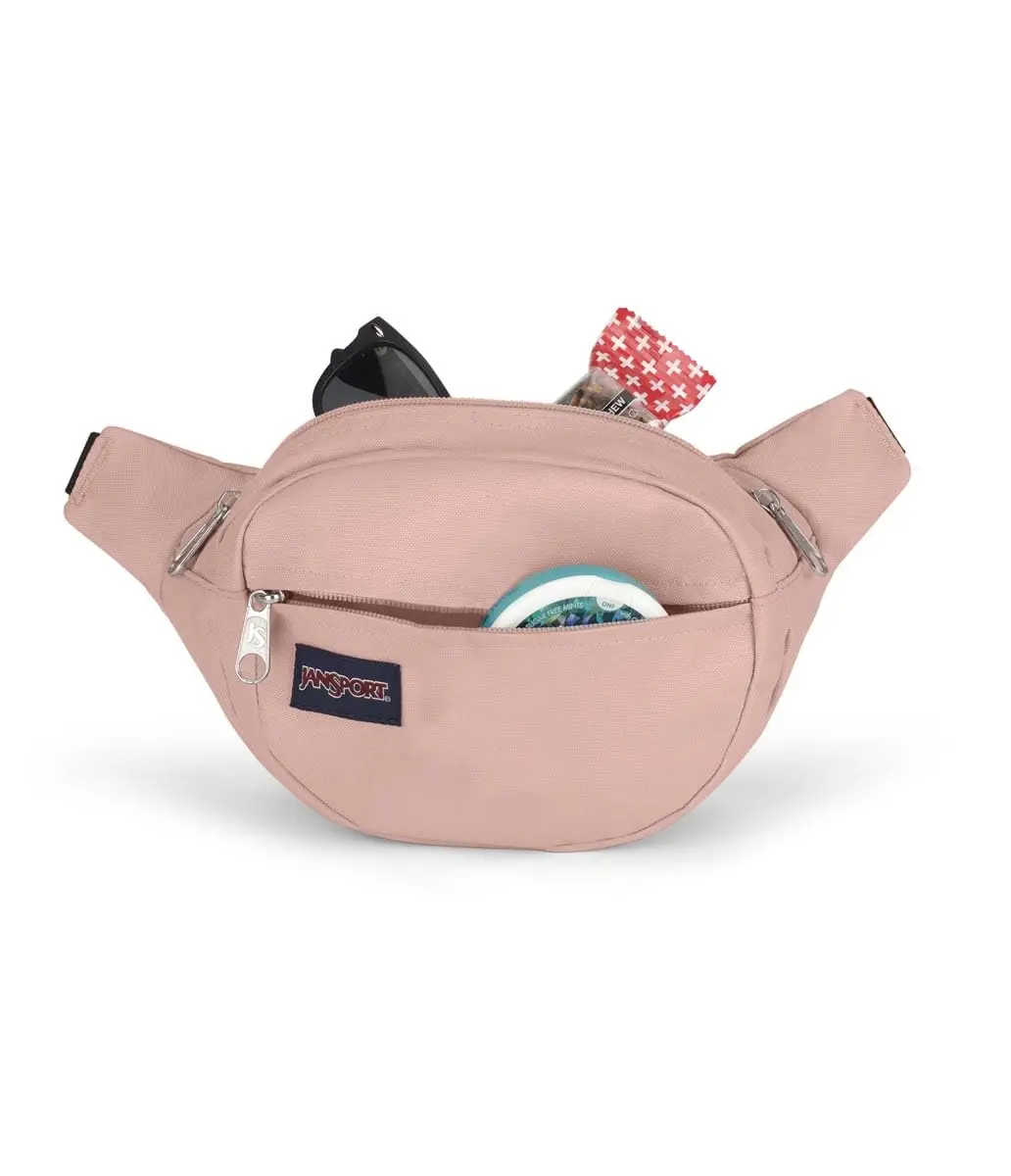 JanSport Fifth Avenue Fanny Pack Crossbody Bag for Women, Men - Stylish, Durable Waist Bag with Adjustable Belt, Main Zippered Pocket, Quick Stash, Misty Rose - view 3