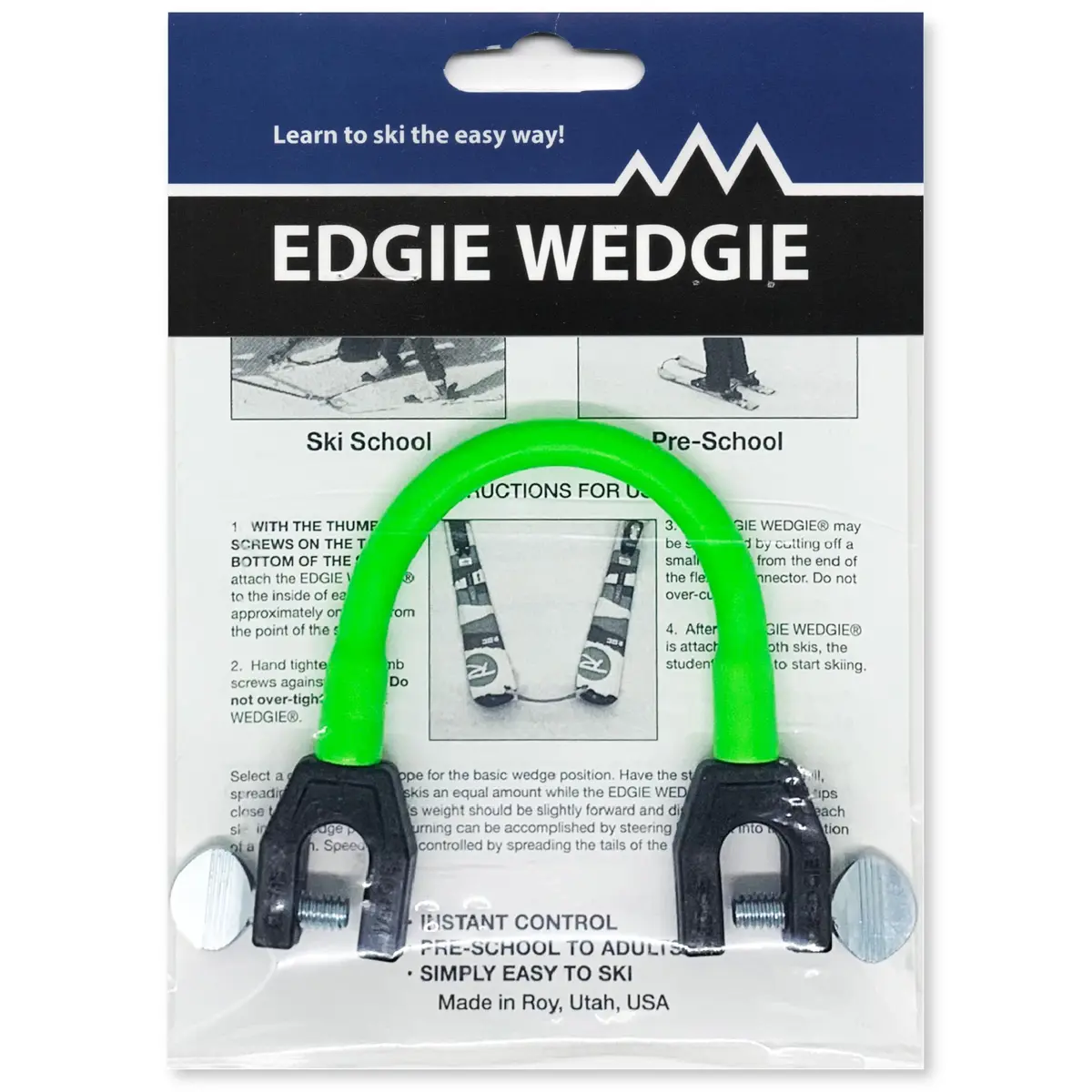 Edgie Wedgie - The Original Kids Ski Tip Connector (Green) - main product image