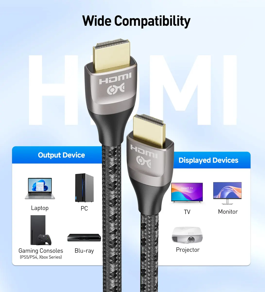 Cable Matters Premium Braided 8K HDMI Cable 9.8ft (3m) | 48Gbps Support HDR & 8K Resolution - view 6