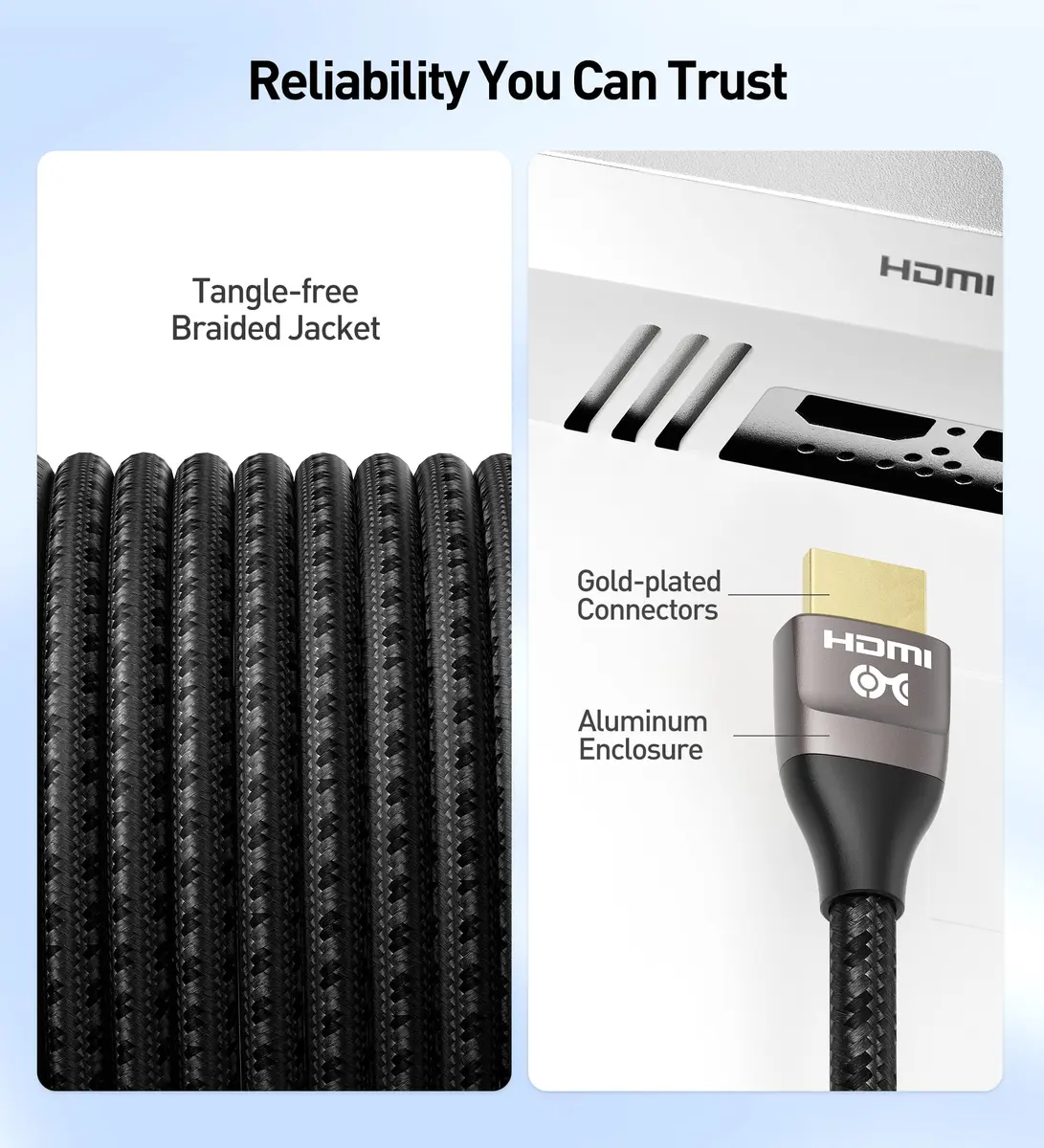 Cable Matters Premium Braided 8K HDMI Cable 9.8ft (3m) | 48Gbps Support HDR & 8K Resolution - view 7