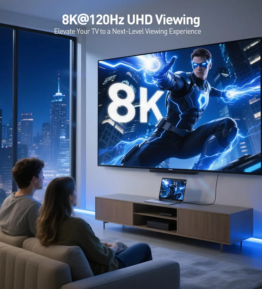Cable Matters Premium Braided 8K HDMI Cable 9.8ft (3m) | 48Gbps Support HDR & 8K Resolution - view 3
