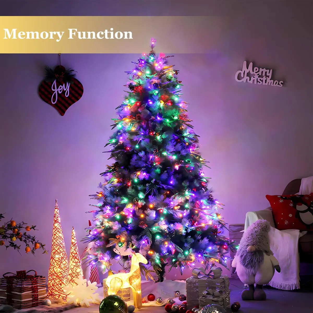 Tcamp 164FT 500 LED Colored Christmas Lights with Timer & Memory Function | 50m Green Wire Fairy String Lights - view 7