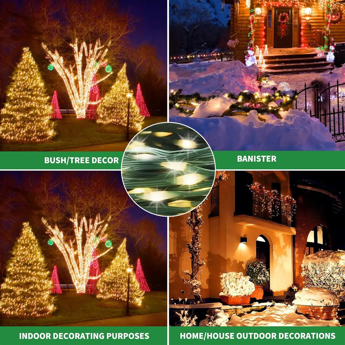 Tcamp 164ft 500 LED Warm White Christmas Tree Lights | 50m Green Wire Starry Fairy String Lights for Outdoor Indoor Decor - view 4