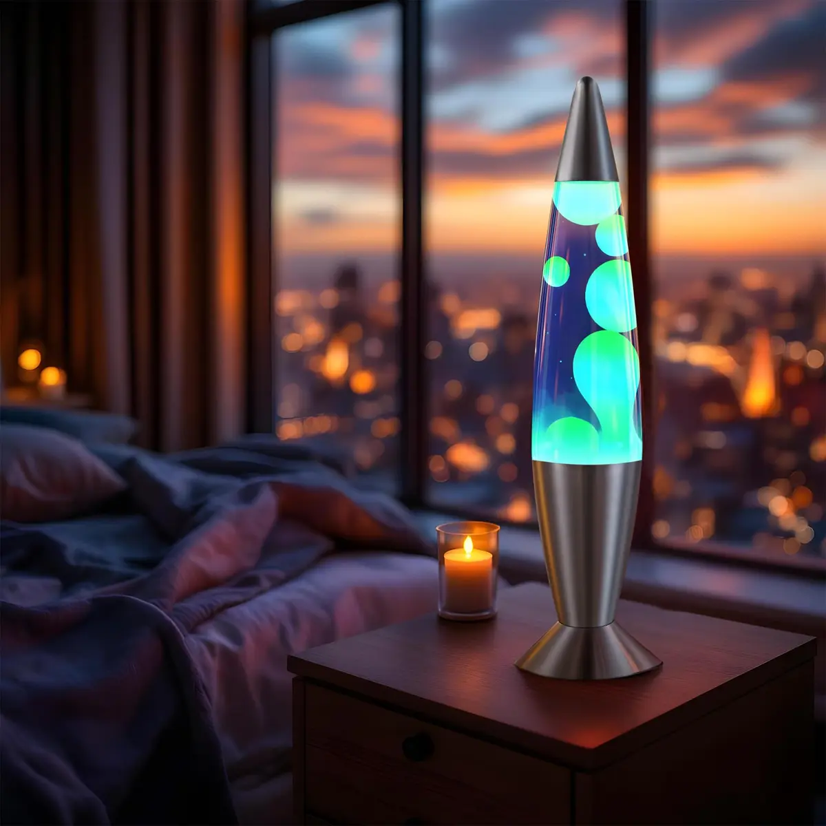 JAMBO 16" Liquid Motion Lamp - Blue with Yellow/Green Wax, 41.4cm (16.38") | Relaxing Lava Light for Home Decor - view 2