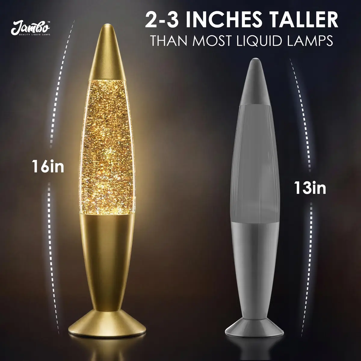 JAMBO 16-Inch Rainbow Glitter Lamp | Liquid Motion Lamp with Aluminum Base & Glass Shade - view 8