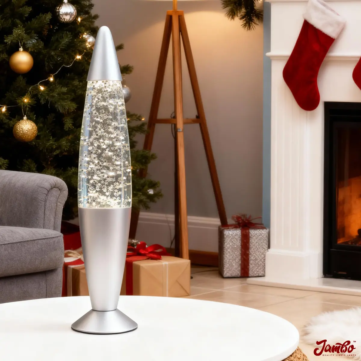 JAMBO 16-Inch Silver Star Glitter Lamp with E26 Base, 30W | Mesmerizing Liquid Motion for Any Room - view 4