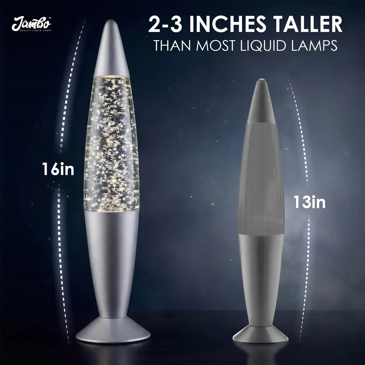 JAMBO 16-Inch Silver Star Glitter Lamp with E26 Base, 30W | Mesmerizing Liquid Motion for Any Room - view 5