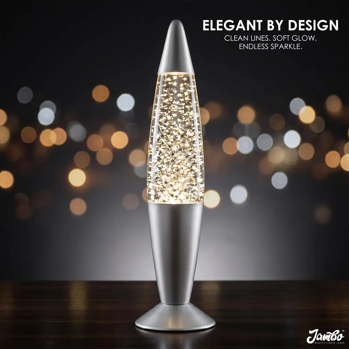 JAMBO 16-Inch Silver Star Glitter Lamp with E26 Base, 30W | Mesmerizing Liquid Motion for Any Room - view 7