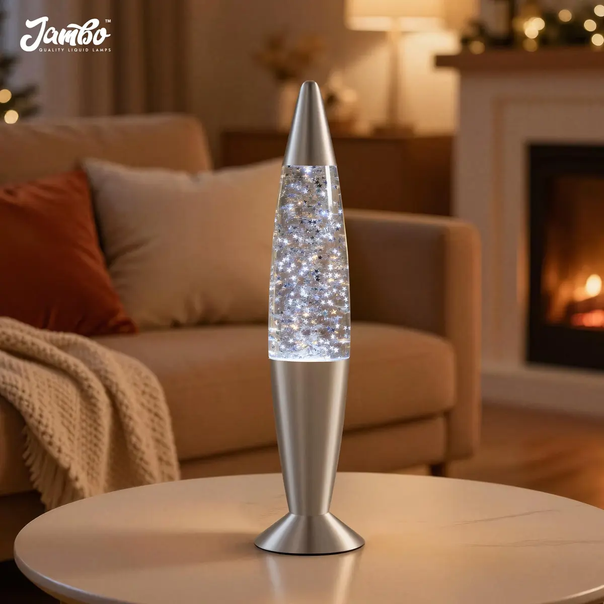 JAMBO 16-Inch Silver Star Glitter Lamp with E26 Base, 30W | Mesmerizing Liquid Motion for Any Room - view 2