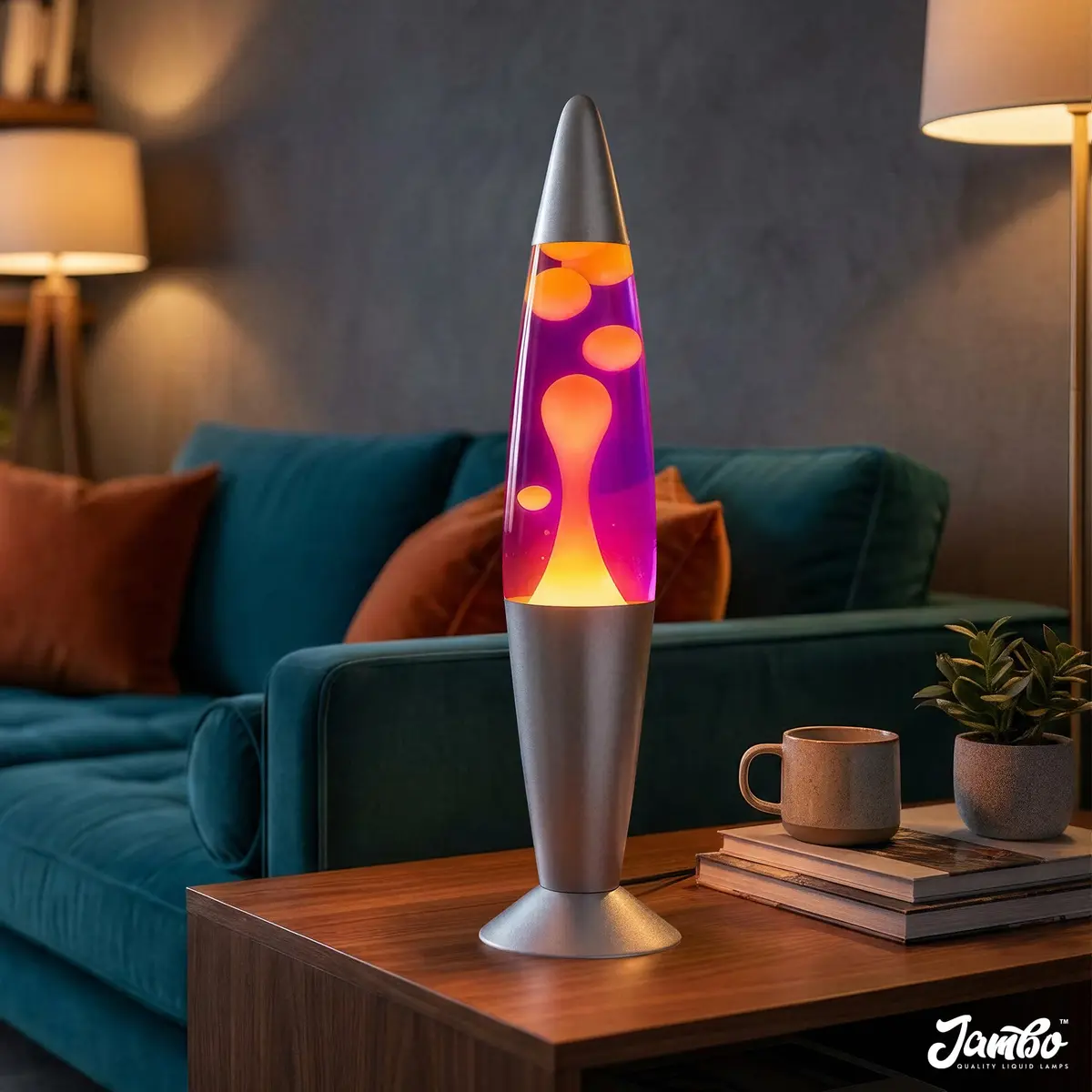 JAMBO 16 inch Liquid Motion Lamp Purple with Yellow Orange Wax | Relaxing Night Light for Adults Teens Kids - view 5