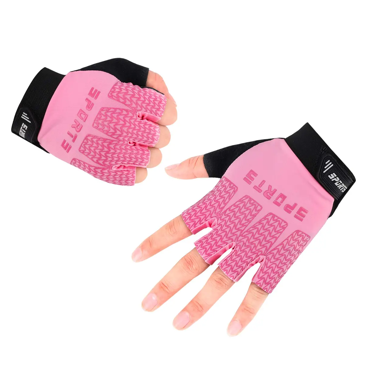 Accmor Kids Half Finger Sport Gloves for Cycling, Pink, Medium (19 cm) | Breathable & Non-Slip for Outdoor Sports - view 2