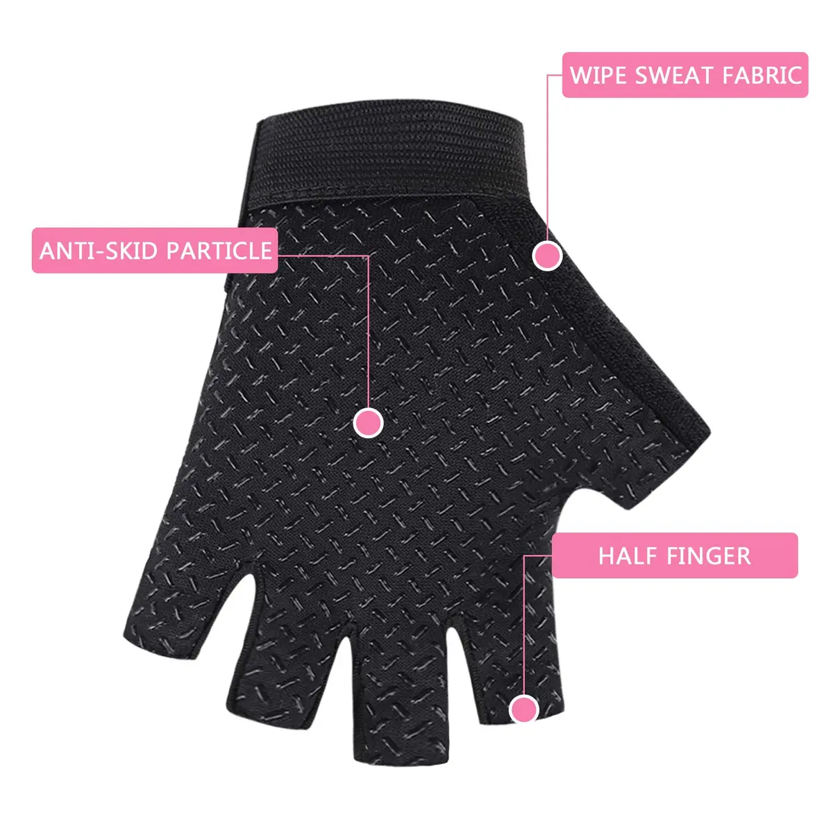 Accmor Kids Half Finger Sport Gloves for Cycling, Pink, Medium (19 cm) | Breathable & Non-Slip for Outdoor Sports - view 4
