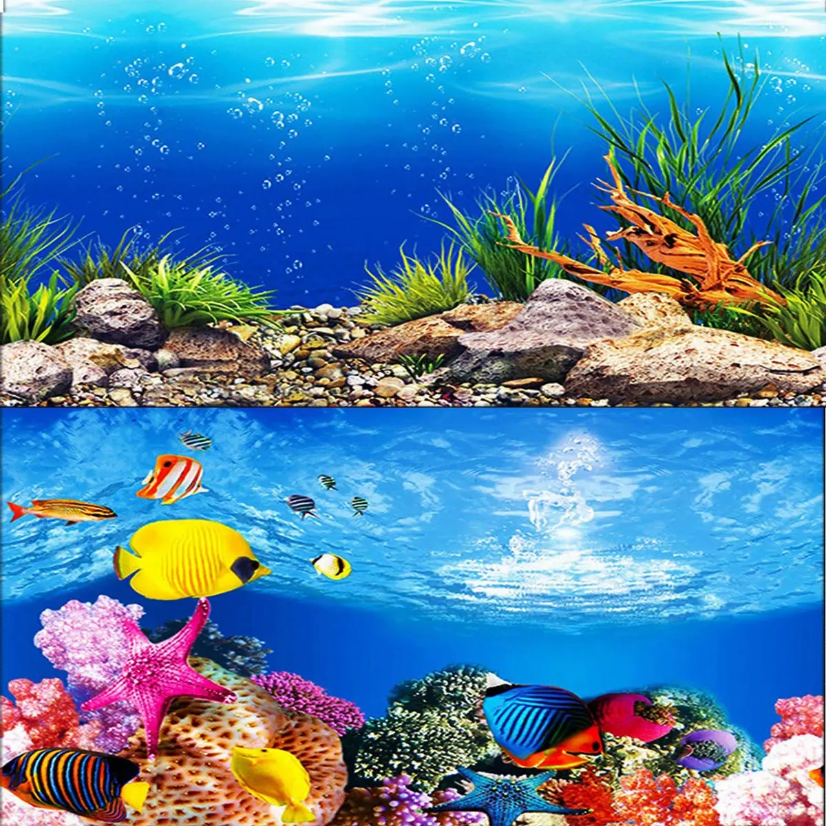 ELEBOX Fish Tank Background Paper 20" x 48" | Vibrant HD Aquarium Decor (70-120 chars) - main product image