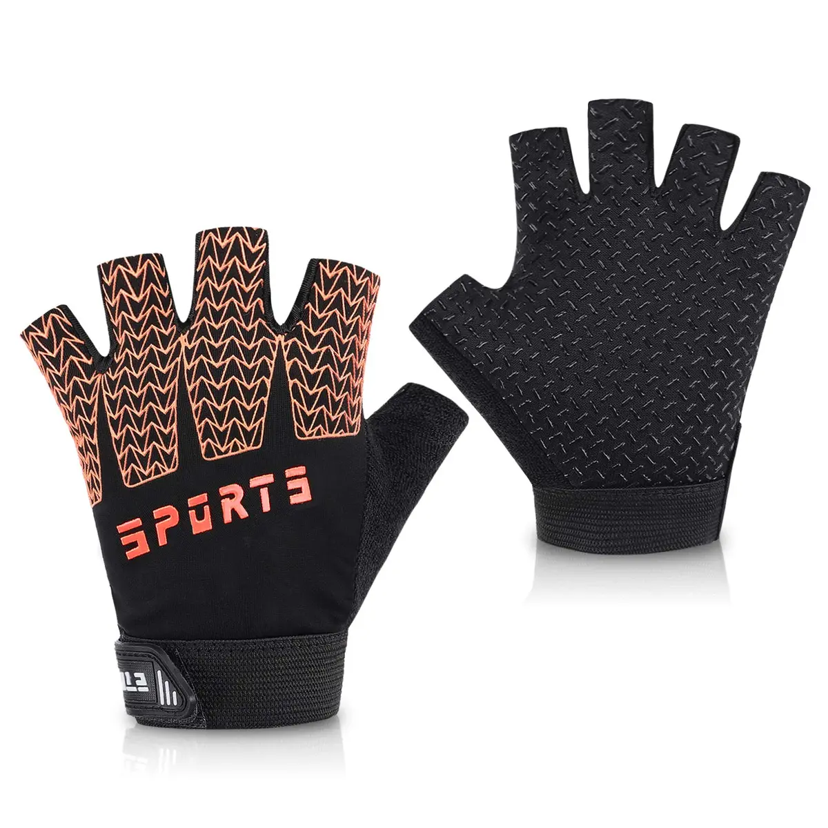 Accmor Kids Half Finger Sport Gloves for Boys Girls Cycling, Camping, Fishing, Outdoor Sports - Small Orange - main product image