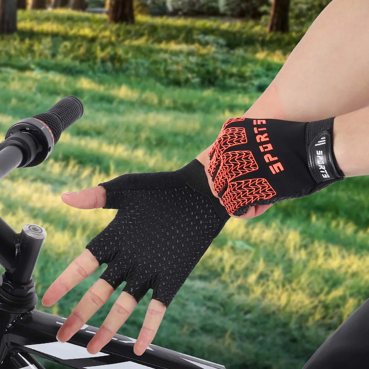 Accmor Kids Half Finger Sport Gloves for Boys Girls Cycling Camping Fishing Outdoor Sports Medium Orange | Breathable & Non-Slip - view 5